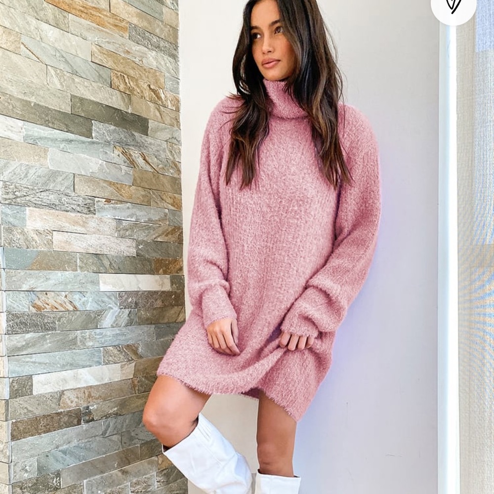 Turtleneck Sweater Dress - Lulus